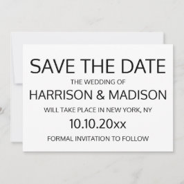 Modern svart och vit Bröllop Spara datum Datumet