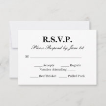 Modern Svart och Vit Bröllops-RSVP-Kort