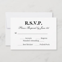 Modern Svart och Vit Bröllops-RSVP-Kort OSA Kort