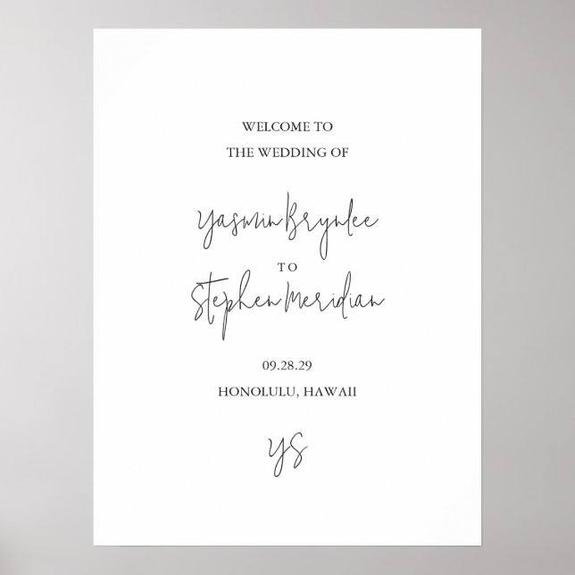 Modern svart och vit chic bröllop poster (Framsidan)