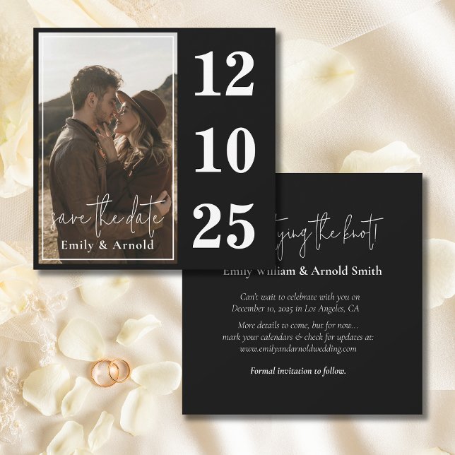 Modern svart och vit | Chic Spara Datumet (Elegant black & white Save the Date, modern, minimalist, and timeless. Customizable & available now!)