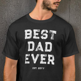 Modern svart och vit cool Bästa pappa någonsin Est T Shirt