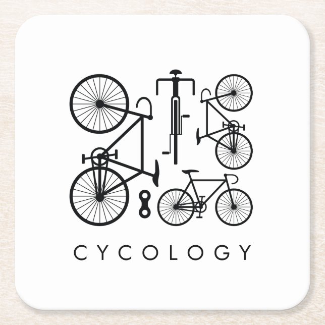 Modern svart och vit cykel Mönster Underlägg Papper Kvadrat (Framsidan)