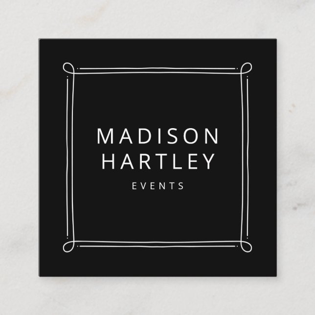 Modern svart och vit dekorativ ruta Ram Fyrkantigt Visitkort (Framsida)