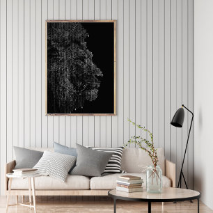 Modern svart och vit digital Brev Art-foto Lejon Canvastryck