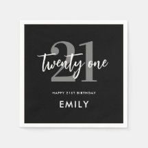 Modern svart och vit Elegant 21:a födelsedag