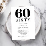 Modern svart och vit Elegant 60:e födelsedag Inbjudningar<br><div class="desc">Modern svart och vit Elegant 60:e födelsedag</div>