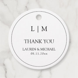 Modern svart och vit enkel monogram-Tack Gåvor Etiketter