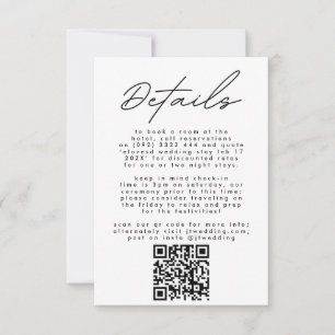 Modern Svart och vit enkel text Bröllop QR CODE OSA Kort