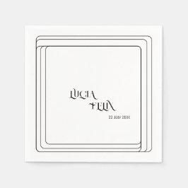 Modern svart och vit fet text Bröllop Pappersservett