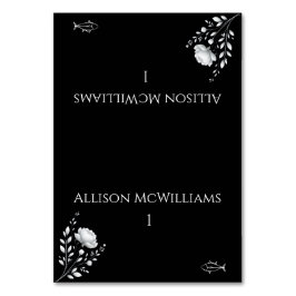 Modern svart och vit fisk i Elegant bröllop Bordsnummer