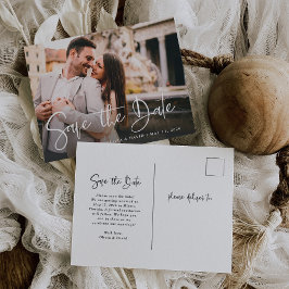 Modern svart och vit | Foto Spara datumet Vykort