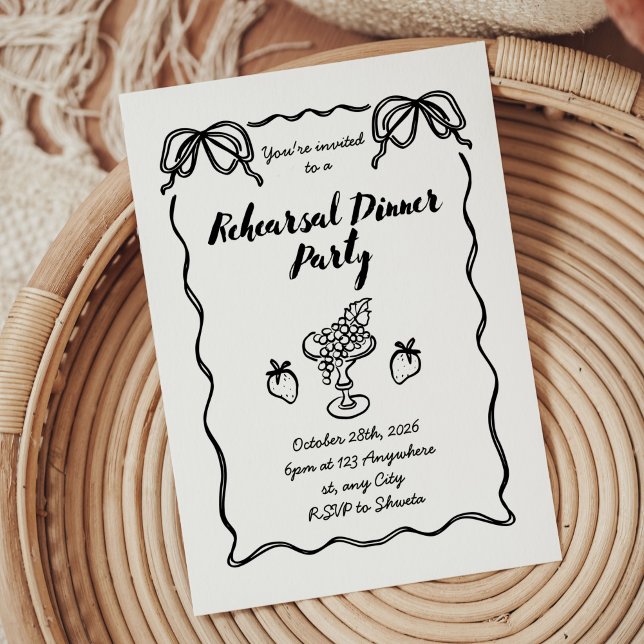 Modern svart- och vit fotorepetitionsmiddag inbjudningar (photo rehearsal dinner invitations, black white rehearsal dinner invitations, modern rehearsal dinne)