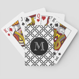 Modern svart och vit geometrisk Mönster-monogram Casinokort