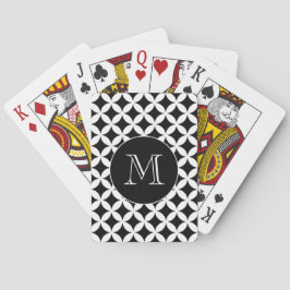 Modern svart och vit geometrisk Mönster-monogram Casinokort