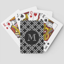 Modern svart och vit geometrisk Mönster-monogram Casinokort