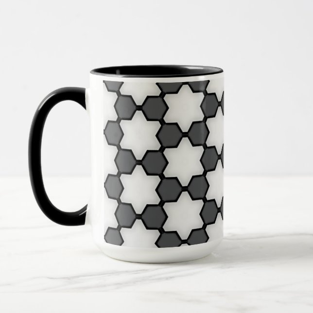 Modern svart och vit geometrisk stjärna kaffemugg (Vänster)
