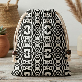 Modern Svart och Vit Geometrisk Tribal Abstrakt Tyg