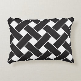 Modern svart och vit geometrisk Weave Mönster Prydnadskudde
