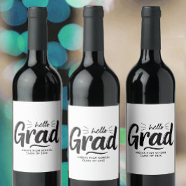 Modern svart och vit Grad Hand Lettered Script Vinflaska Etikett