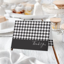 Modern svart och vit houndstooth-tack-kort