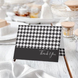 Modern svart och vit houndstooth-tack-kort tack kort