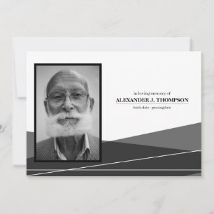 Modern svart och vit i flytande minne - begravning tack kort