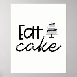 Modern svart och vit Illustration Eat Cake Poster