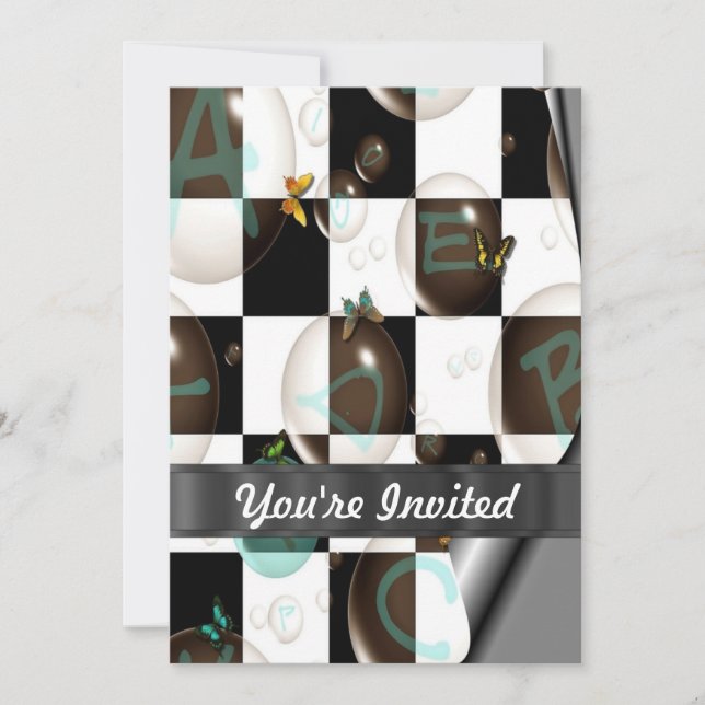 Modern svart och vit inbjudningar (Framsida)