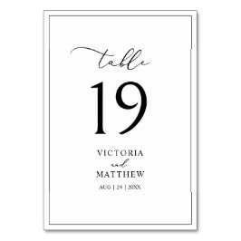 Modern svart och vit kalligrafi Bröllop Bordsnummer