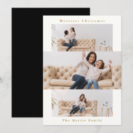 Modern svart och vit kamera med tre foton julkort