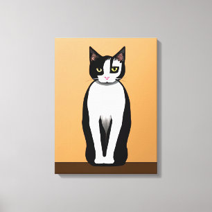 Modern svart och vit katt i mitten av århundradet canvastryck
