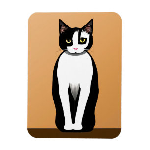 Modern svart och vit katt i mitten av århundradet magnet