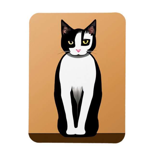 Modern svart och vit katt i mitten av århundradet magnet (Vertikal)