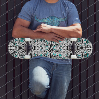 Modern Svart och Vit keltisk-inspirerad tribal- Mini Skateboard Bräda 18,5 Cm