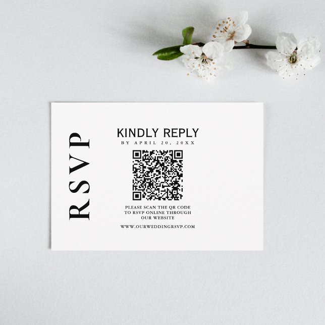 Modern svart och vit klassisk OSA kort (Simplify wedding RSVPs with our QR code feature, ensuring easy and hassle-free responses.)