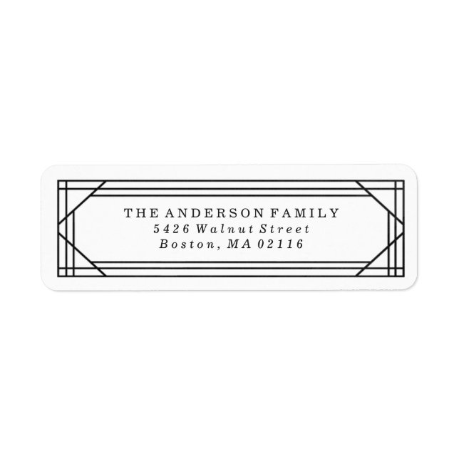 Modern svart och vit konst Deco | HELGDAG Returadress Etikett (Framsidan)