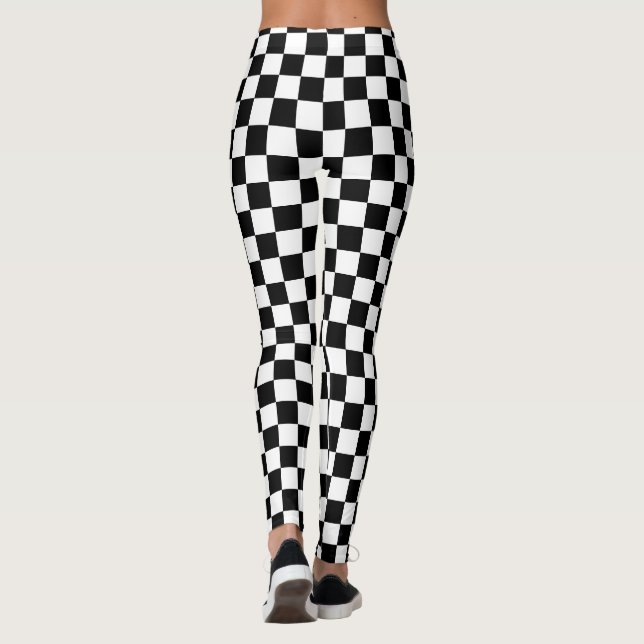 Modern svart och vit liten kontrollerbar Mönster Leggings (Baksida)