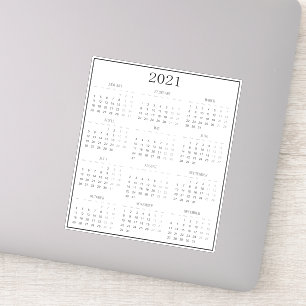 Modern svart och vit liten minikalender 2021 klistermärken
