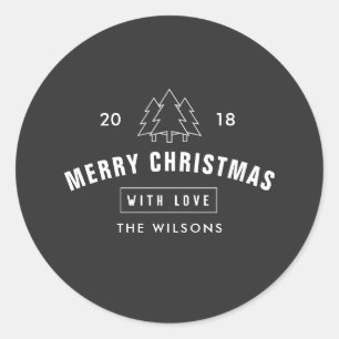 Modern svart och vit Logotyp jul Runt Klistermärke