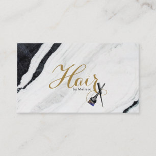 Modern svart och vit marmor Elegant Hair efter Nam Visitkort