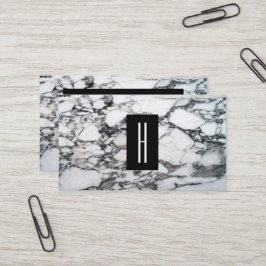 Modern svart och vit marmor, Monogram 2 Visitkort
