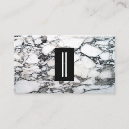 Modern svart och vit marmor, Monogram 2 Visitkort