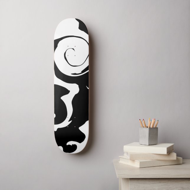 Modern svart och vit marmor-snörning mini skateboard bräda 18,5 cm (Väggkonst)