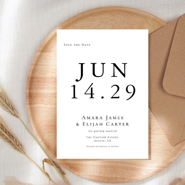 Modern svart och vit minimal Bröllop Spara Datumet (Skapare uppladdad)