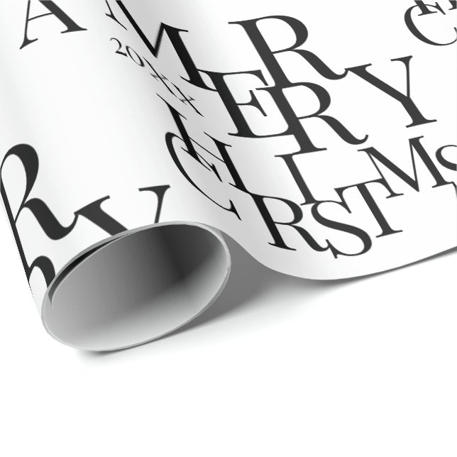 Modern svart och vit minimal God jul Presentpapper (Rullad Hörn)