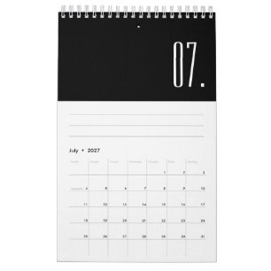Modern svart och vit minimalism kalender