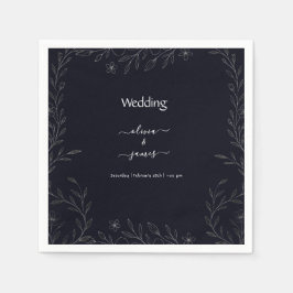 Modern, svart och vit, minimalistisk blommigt, vin pappersservett