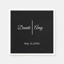Modern svart och vit minimalistisk bröllop pappersservett