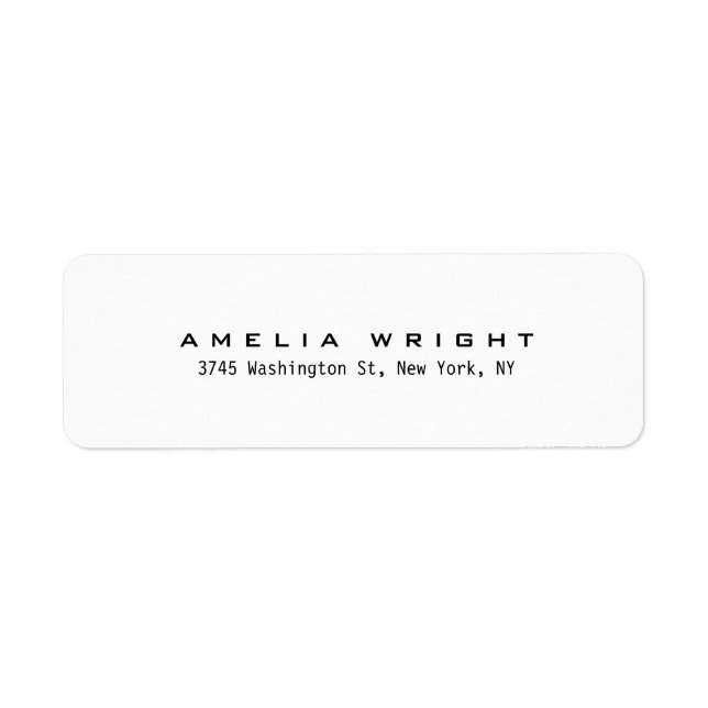 Modern, svart och vit, minimalistisk Professionell Returadress Etikett (Framsidan)